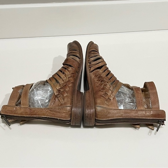 BED|STU Sandals Woven Leather Closed pointy Toe Ankle Buckle Brown booties 7 - Picture 11 of 16